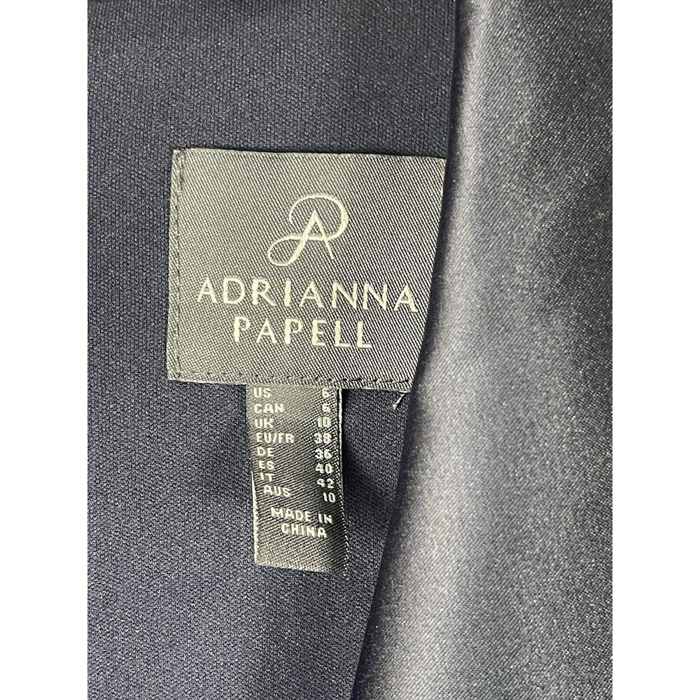 Adrianna Papell Stretch Knit Crepe MIDI Tuxedo Dress W/Inserts In Midnight Sz 6 - Picture 9 of 13